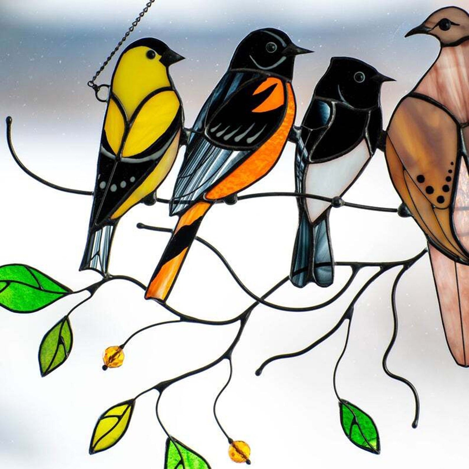 Gebrandschilderd glas vogel Suncatcher - Francia