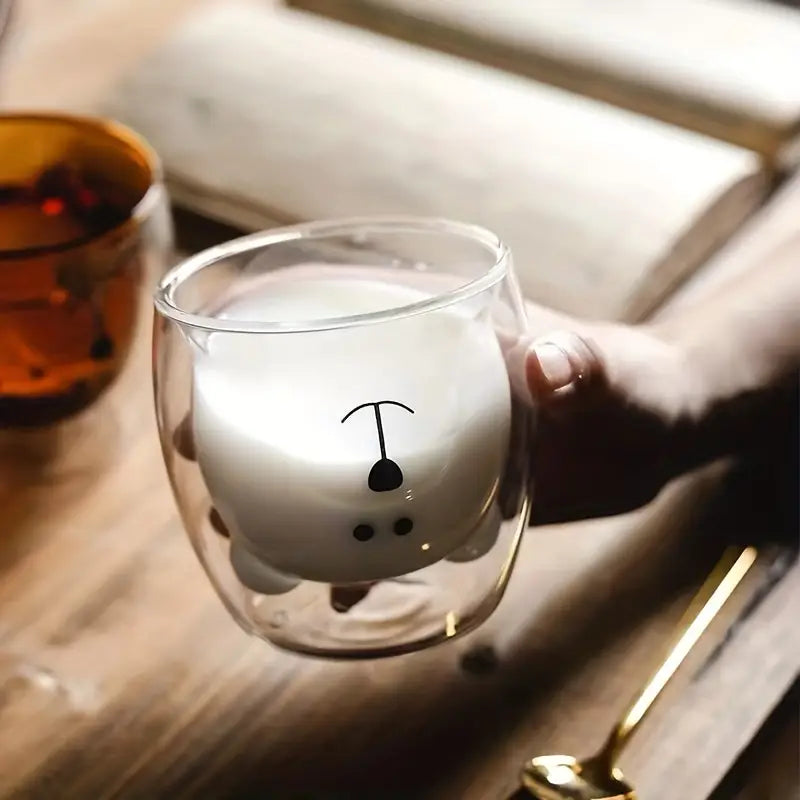 Rola - Dubbel glas met schattige beer voor koffie, matcha en andere dranken