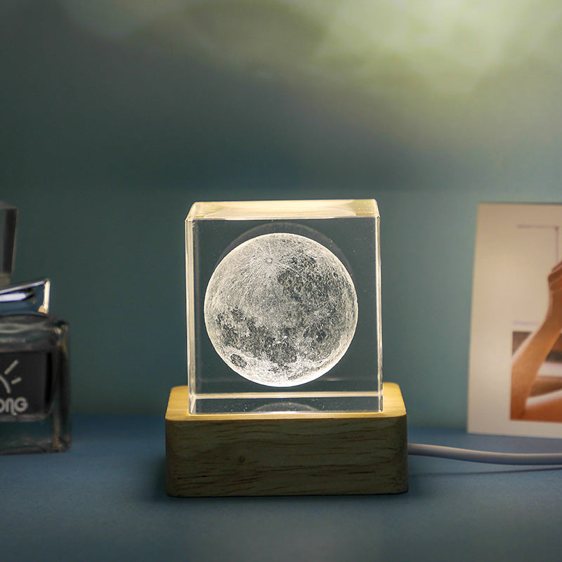 Bright | 3D Transparante Kristallen Kubus | Desktop & Nachtlamp