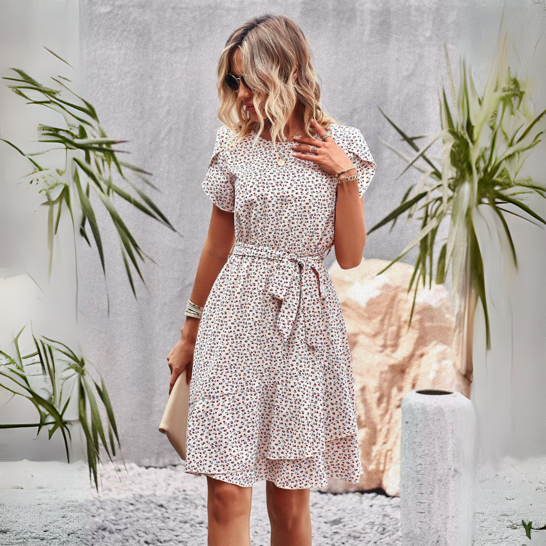Dames Bloemen Midi-Jurk met Flatterende Tailleband - Kolley