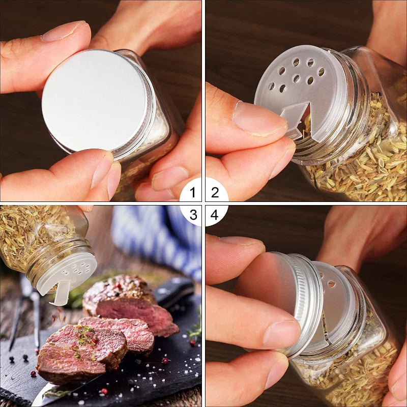 Luxzia | Stijlvolle Kruidenpotjes 12x Set voor de Keuken | Vierkante Glazen Kruidenpotjes met Bamboe Deksel