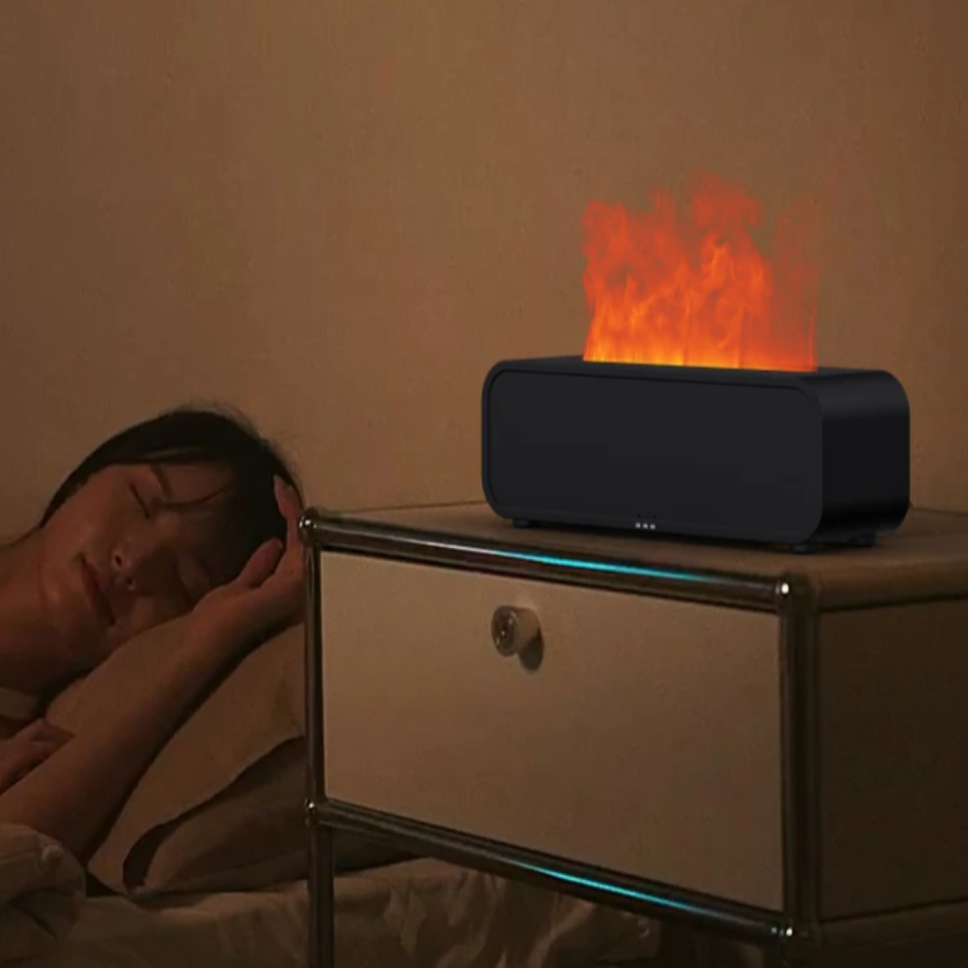 Gesimuleerde Vlam Aroma Diffuser | 7-Kleur Verlichting & Afstandsbediening voor Ultieme Ontspanning - Muham