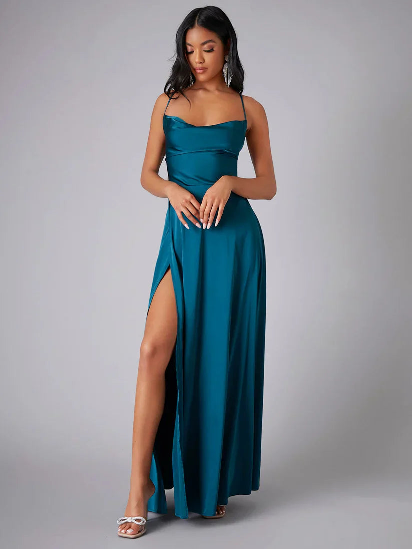 Dames Maxi Jurk van Zijde met Diepe Rug voor Formele Gelegenheden | Tijdloze Elegantie - Delrose