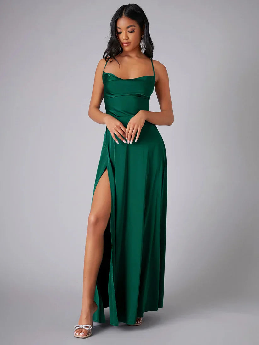 Dames Maxi Jurk van Zijde met Diepe Rug voor Formele Gelegenheden | Tijdloze Elegantie - Delrose