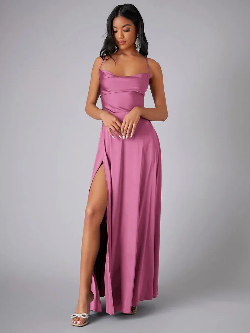 Dames Maxi Jurk van Zijde met Diepe Rug voor Formele Gelegenheden | Tijdloze Elegantie - Delrose
