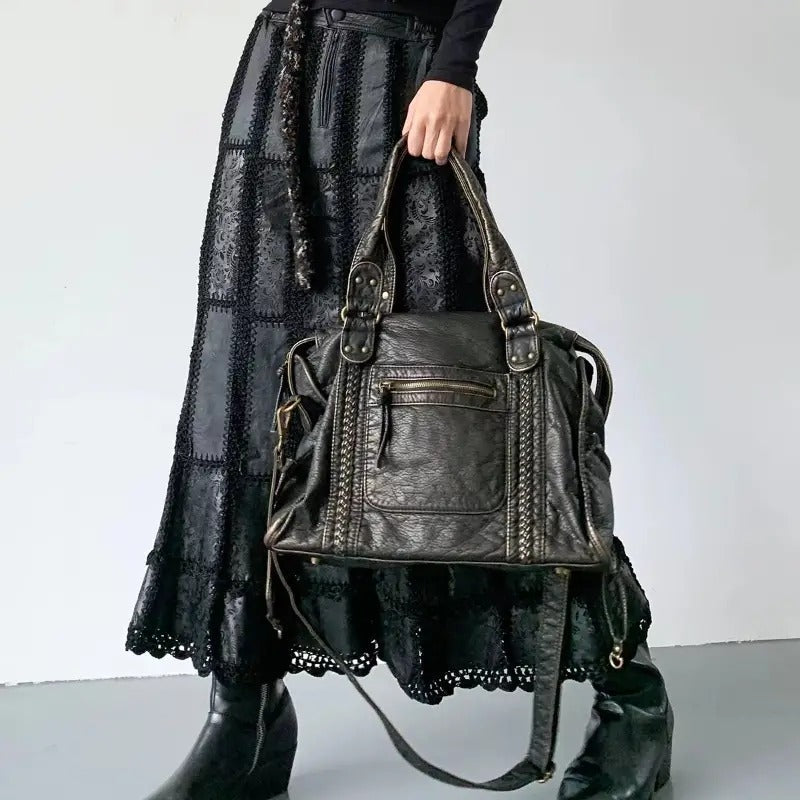 Stijlvolle Vintage Alledaags Leren Afgewerkte Dames Tote Tas | Klassieke PU Leren Tas - Rica