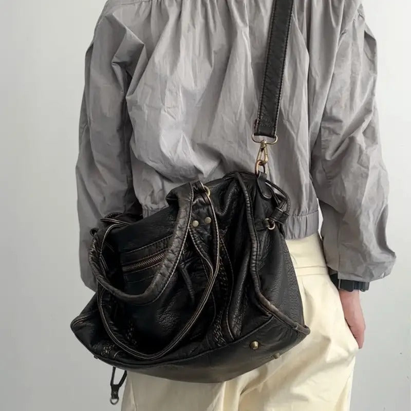 Stijlvolle Vintage Alledaags Leren Afgewerkte Dames Tote Tas | Klassieke PU Leren Tas - Rica