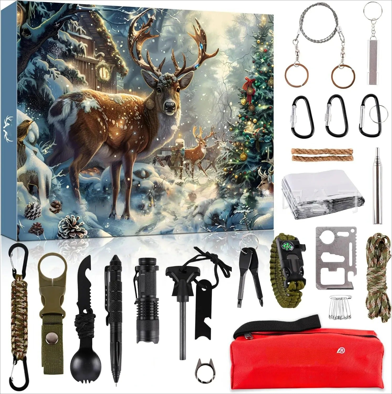 Kerstmis gezin Advent Kalender | Essentiële Gereedschappen voor Avonturiers en Buitensportliefhebbers - SurvClim