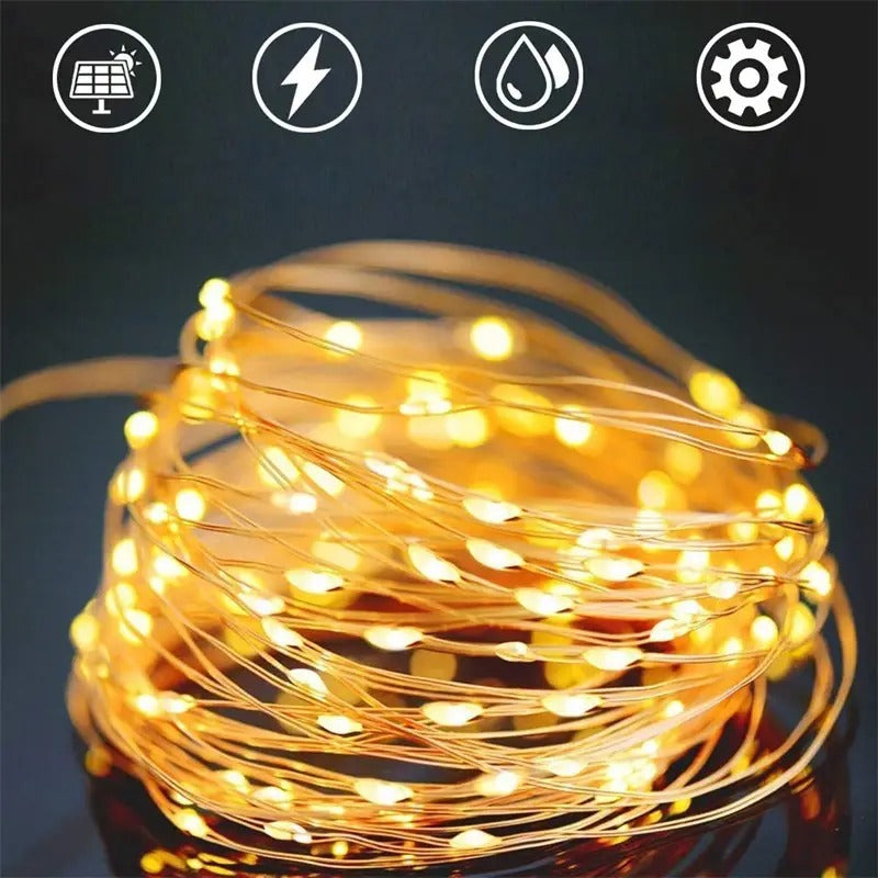 Buiten Zonne-Energie LED Slingerlicht | Waterdichte Tuin Twinkelverlichting voor Kerstmis, Feest, & Decoratie - TwinCharm