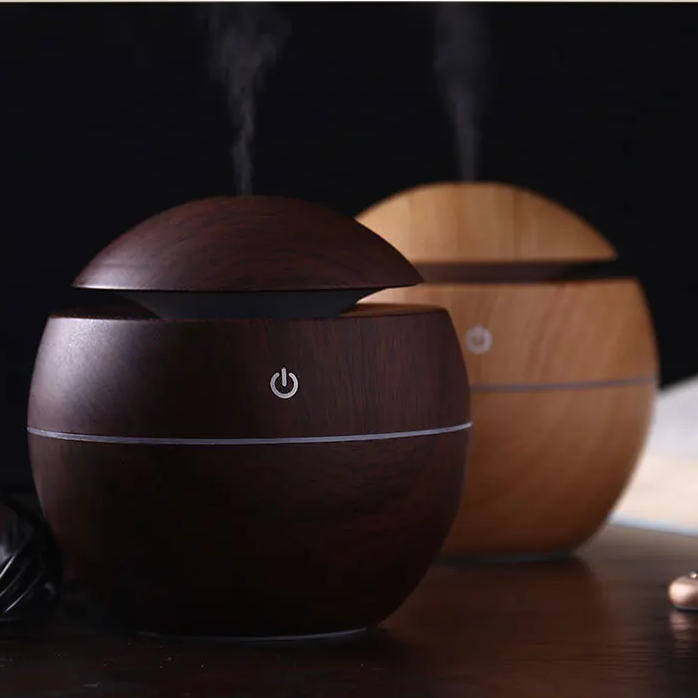 130ML Ultrasone Aroma Diffuser | USB-Aangedreven, Houtnerf Design met LED Nachtlamp voor Ontspanning en Frisse Lucht - Gobind