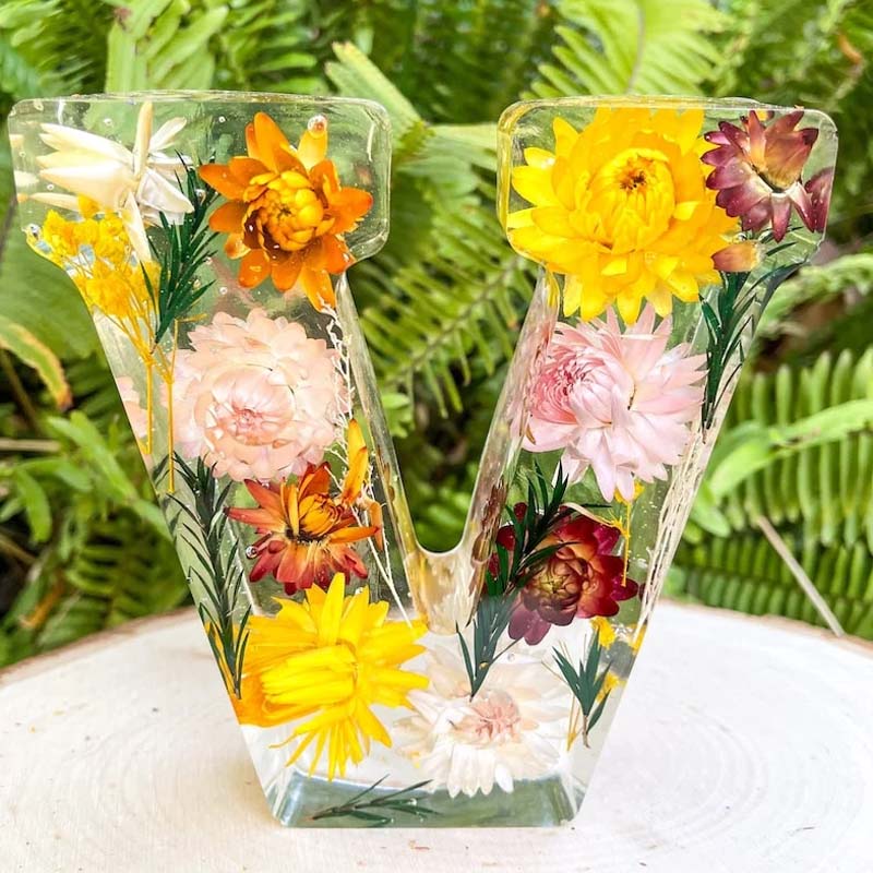 Hars nachtlampje met bloemenpatroon - Floren