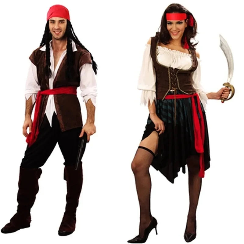 Piratenkapitein Kostuum voor Mannen | Deluxe Jack Sparrow Cosplay Set voor Volwassenen | Pirates of the Caribbean Geïnspireerd Outfit - Vince