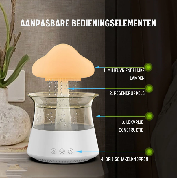 Verdo 4-in-1 Regendruppel Humidifier | Aroma diffuser + Essential Oil (Eucalyptus) + Afstandsbediening | White Noise Machine | Slaaptrainer