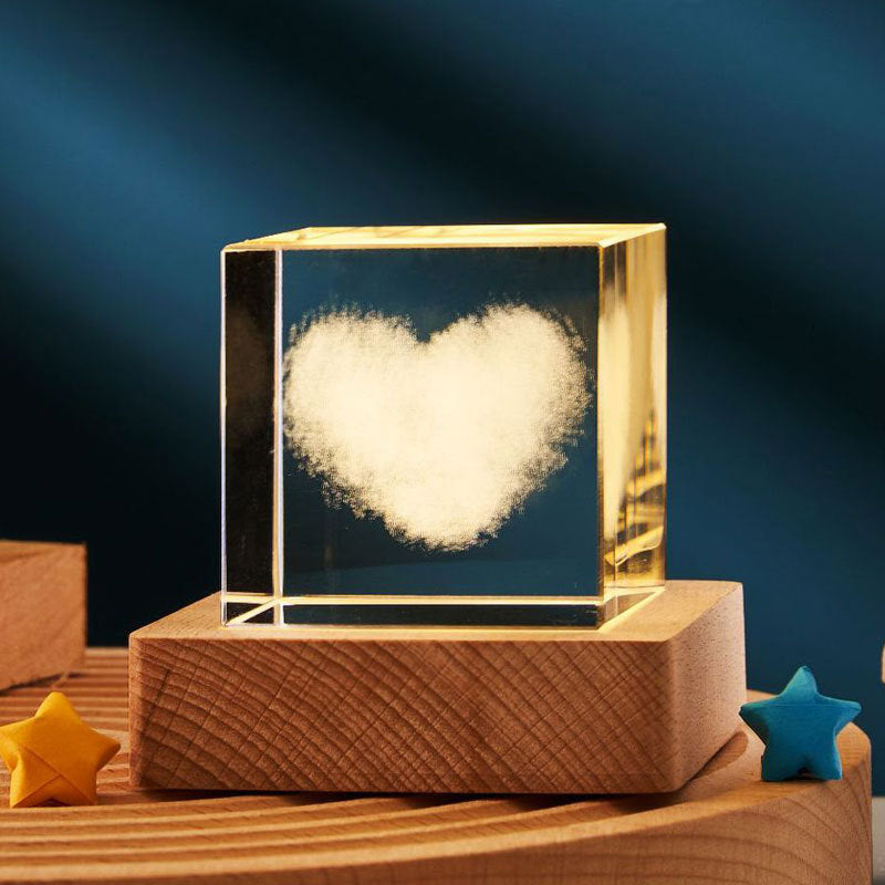 Bright | 3D Transparante Kristallen Kubus | Desktop & Nachtlamp