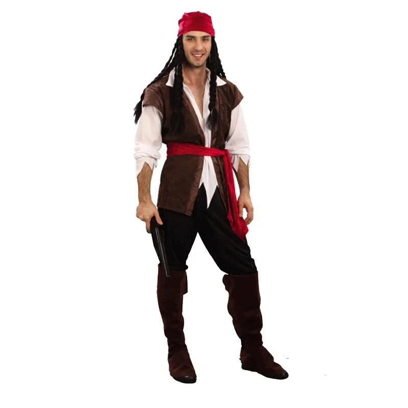 Piratenkapitein Kostuum voor Mannen | Deluxe Jack Sparrow Cosplay Set voor Volwassenen | Pirates of the Caribbean Geïnspireerd Outfit - Vince
