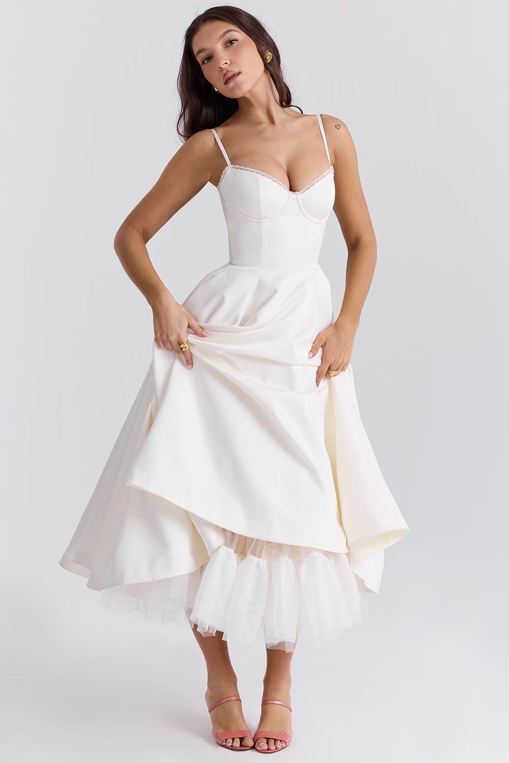 Luxe Flared Spaghetti Strap Jurk voor Dames | Collectie voor Bruiloft, Bridal, & Fees - Seriann