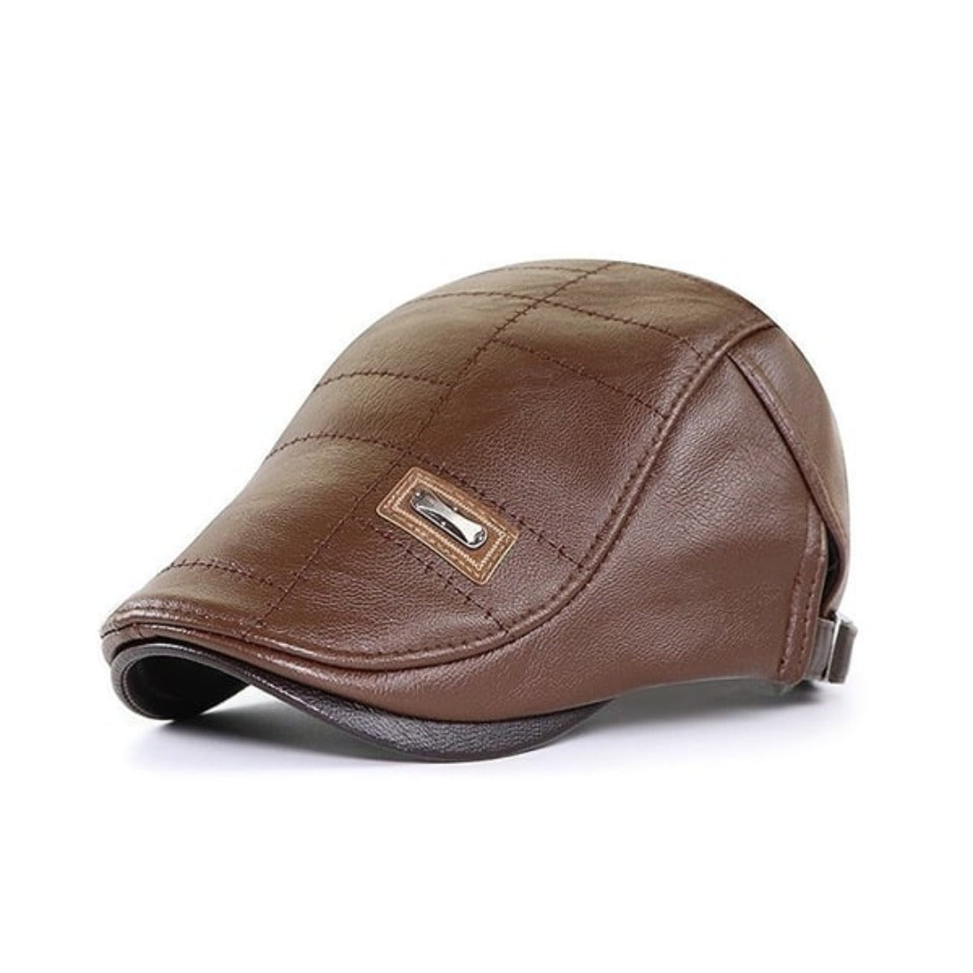 Retro mannen leren baret hoed - Charly