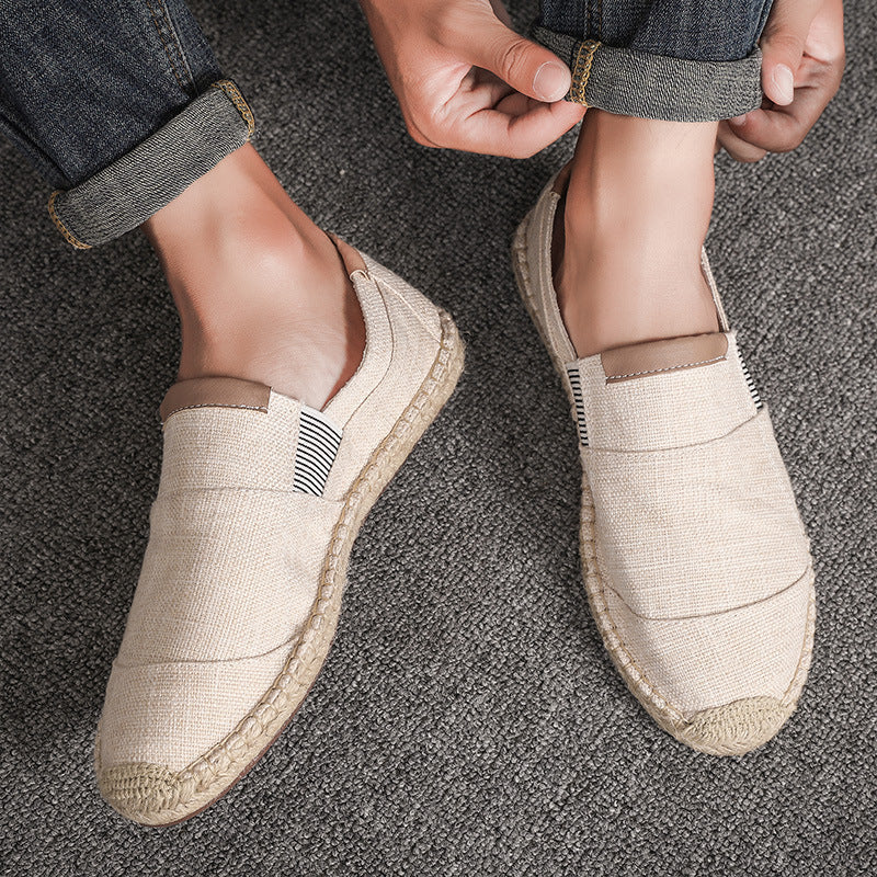 Stijlvolle Lichtgewicht Canvas & Stro Loafers voor Heren | Handgemaakte Zomerschoenen -  Dousse