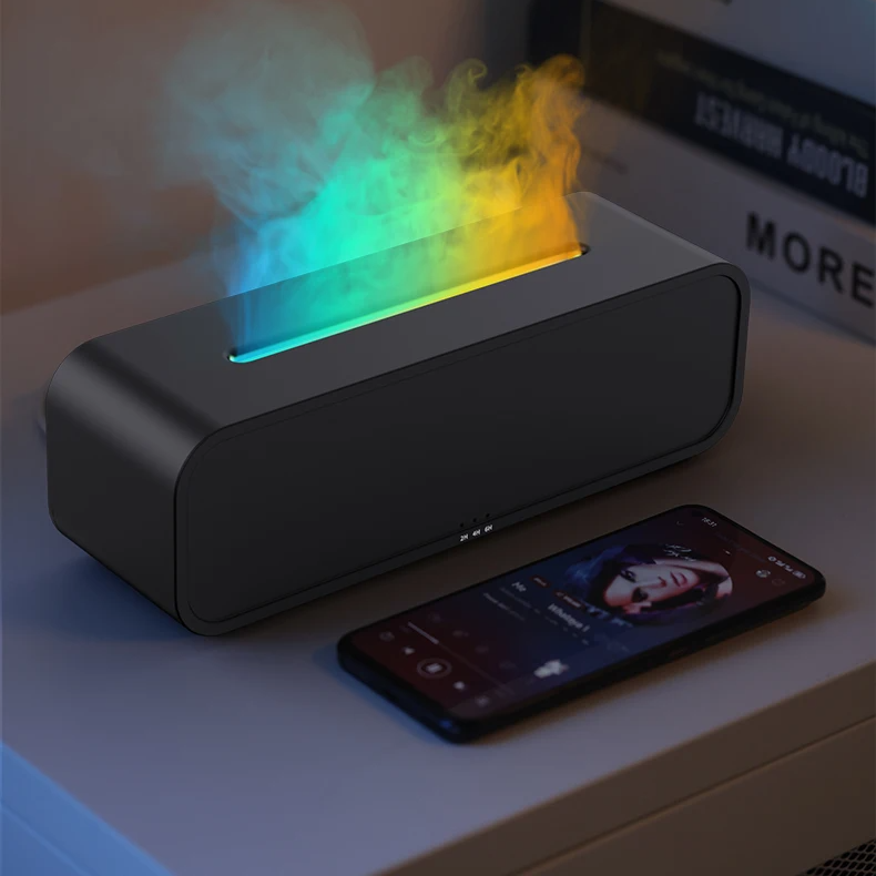 Gesimuleerde Vlam Aroma Diffuser | 7-Kleur Verlichting & Afstandsbediening voor Ultieme Ontspanning - Muham