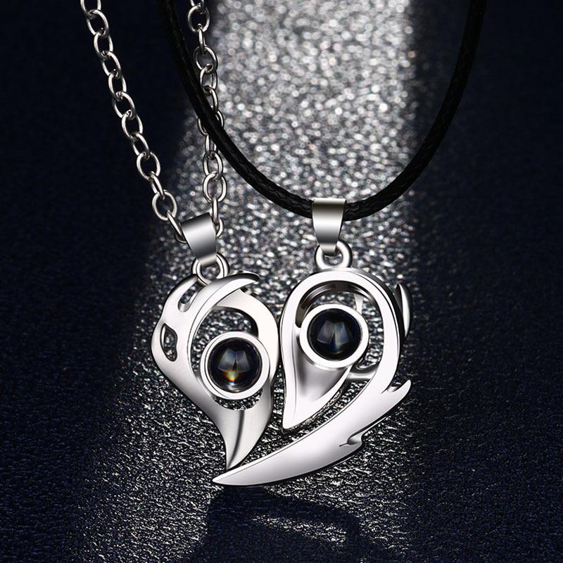 Harten Koppel Halskettingen | Uniek geschenk | Voor altijd verbonden - Fireheart
