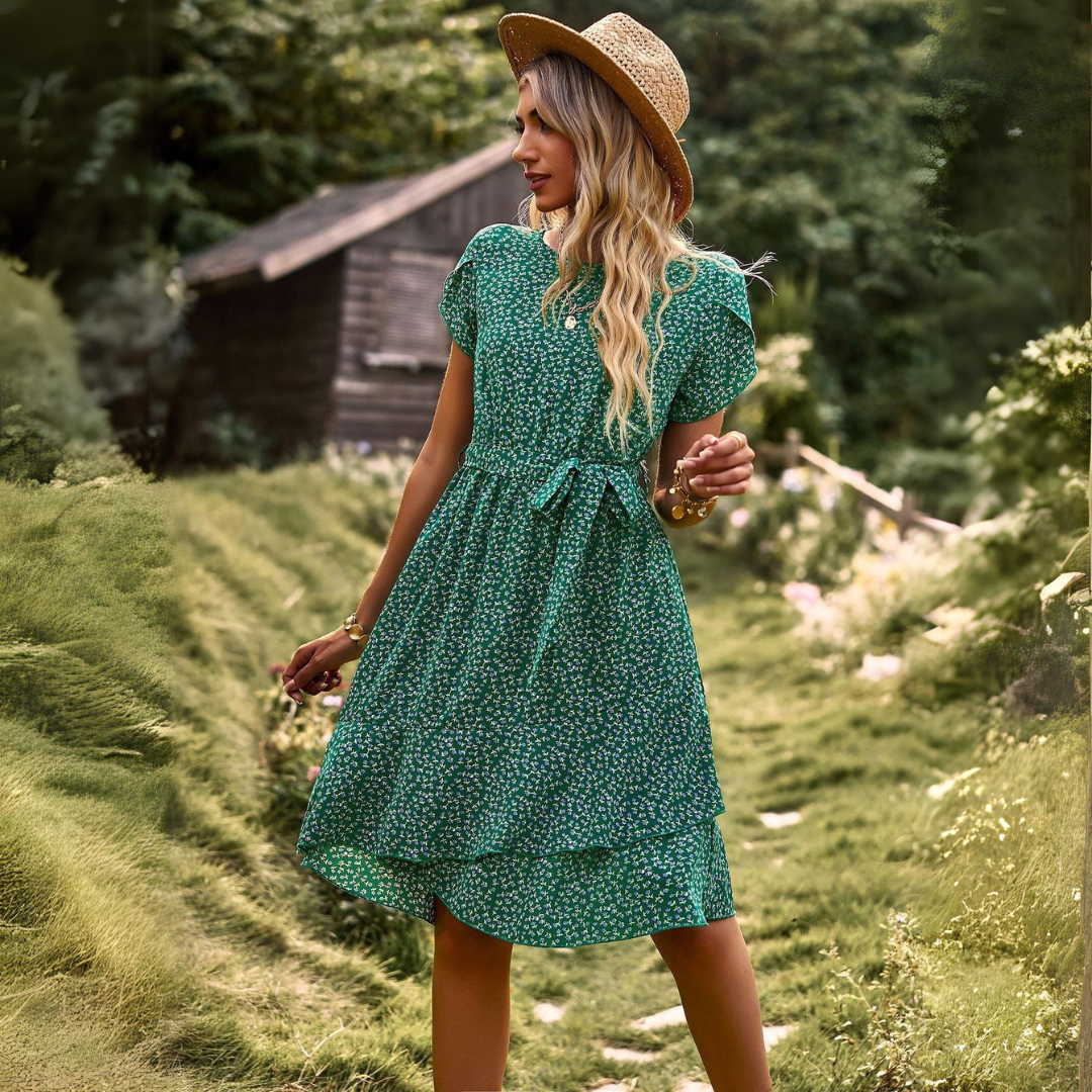 Dames Bloemen Midi-Jurk met Flatterende Tailleband - Kolley