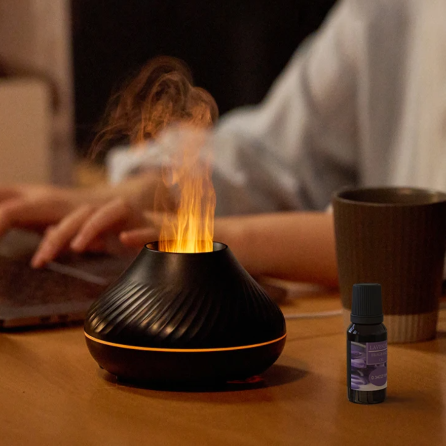 Vulkanische Aromadiffuser & Vlam Nachtlamp | 130ml Draagbare USB Luchtbevochtiger - Dollie