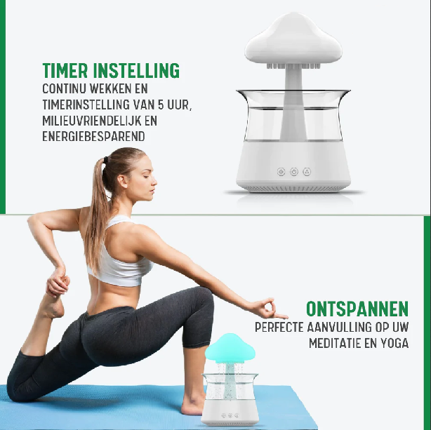 Verdo 4-in-1 Regendruppel Humidifier | Aroma diffuser + Essential Oil (Eucalyptus) + Afstandsbediening | White Noise Machine | Slaaptrainer