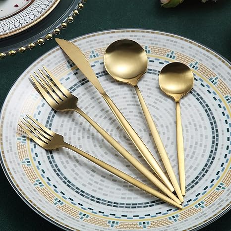 Lilac - Minimalistisch bestek set - Titanium en goud