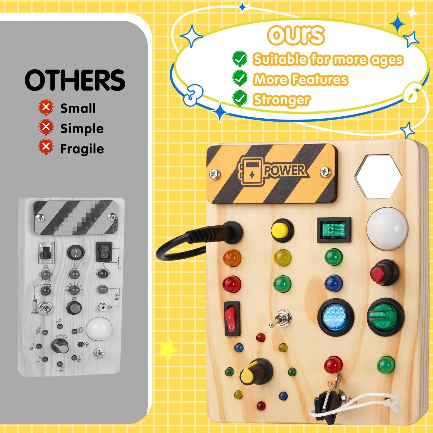 Montessori Peuter Prikbord, 27 LED lichtjes Montessori speelgoed voor 1-6 jarigen - Derren