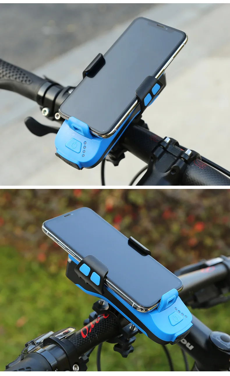 5-in-1 USB Oplaadbare LED Fietslamp met Zonnehoorn & Telefoonhouder | 4000mAh Zaklamp-Lantaarn voor Fietsen - CycleAlert