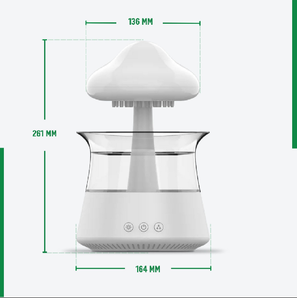 Verdo 4-in-1 Regendruppel Humidifier | Aroma diffuser + Essential Oil (Eucalyptus) + Afstandsbediening | White Noise Machine | Slaaptrainer
