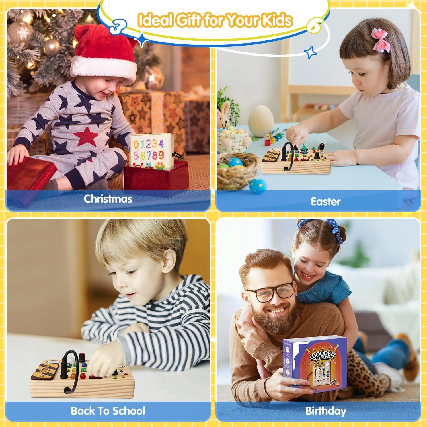 Montessori Peuter Prikbord, 27 LED lichtjes Montessori speelgoed voor 1-6 jarigen - Derren