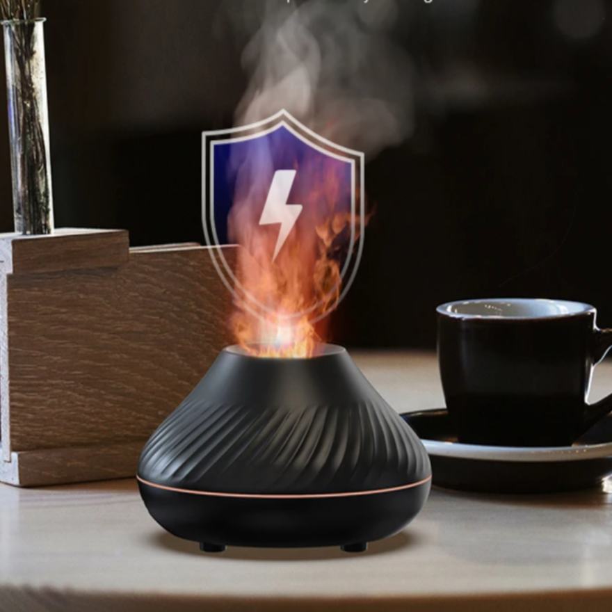 Vulkanische Aromadiffuser & Vlam Nachtlamp | 130ml Draagbare USB Luchtbevochtiger - Dollie