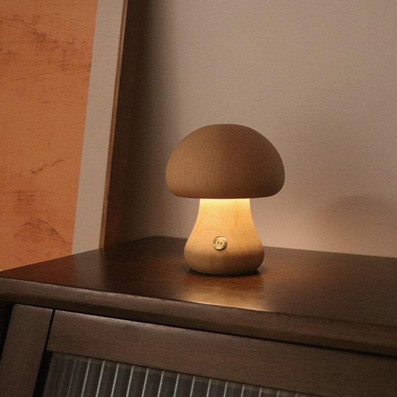 MushLight - Houten paddestoel LED nachtlampje