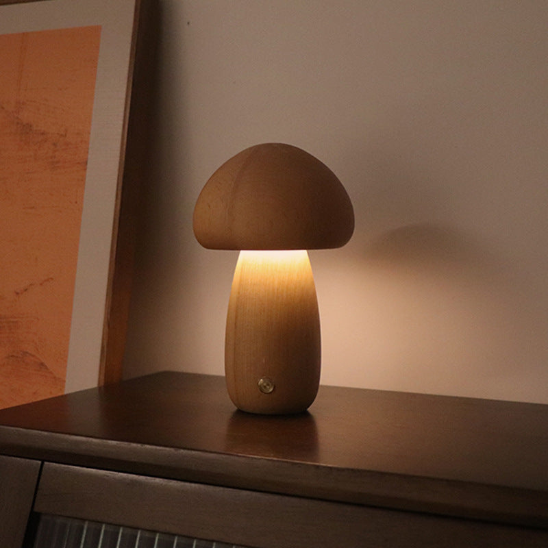 MushLight - Houten paddestoel LED nachtlampje