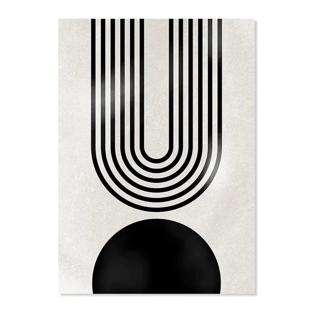 ArtWall | Abstracte Geometrische Lijnboog Posters | Mid-Century Muurkunst Canvas Prints Foto