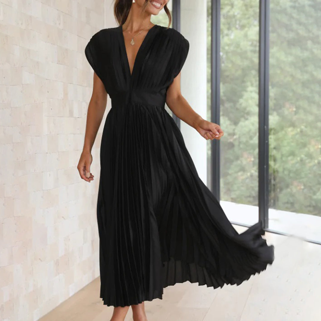 Elektrisch Geplooide Maxi Jurk voor Dames | Elegante & Veelzijdige Zomerjurk - Vilmina