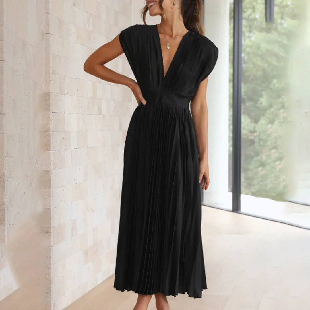 Elektrisch Geplooide Maxi Jurk voor Dames | Elegante & Veelzijdige Zomerjurk - Vilmina