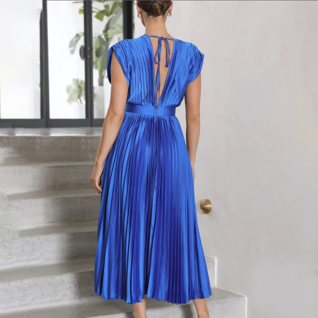 Elektrisch Geplooide Maxi Jurk voor Dames | Elegante & Veelzijdige Zomerjurk - Vilmina