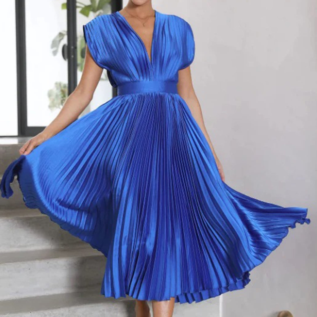 Elektrisch Geplooide Maxi Jurk voor Dames | Elegante & Veelzijdige Zomerjurk - Vilmina