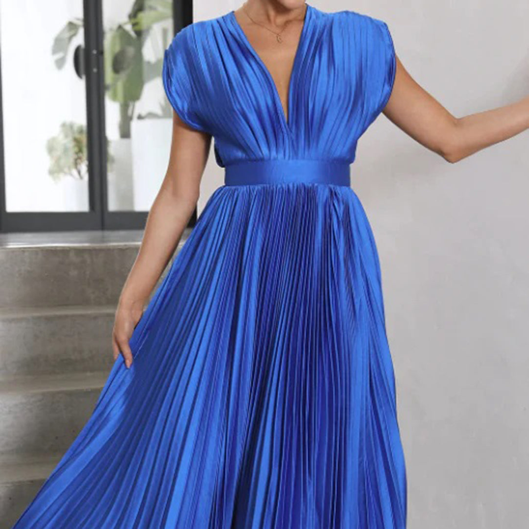 Elektrisch Geplooide Maxi Jurk voor Dames | Elegante & Veelzijdige Zomerjurk - Vilmina