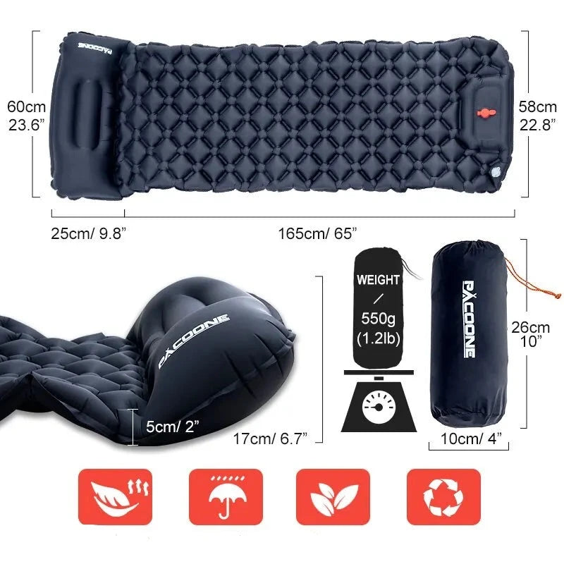 Airpad | Ultralicht kampeerluchtmatras met ingebouwde opblaaspomp | Comfort ontmoet gemak!
