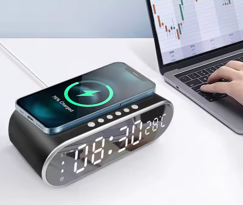 Draadloze Oplader met Wekker en LED Thermometer | VisionNight