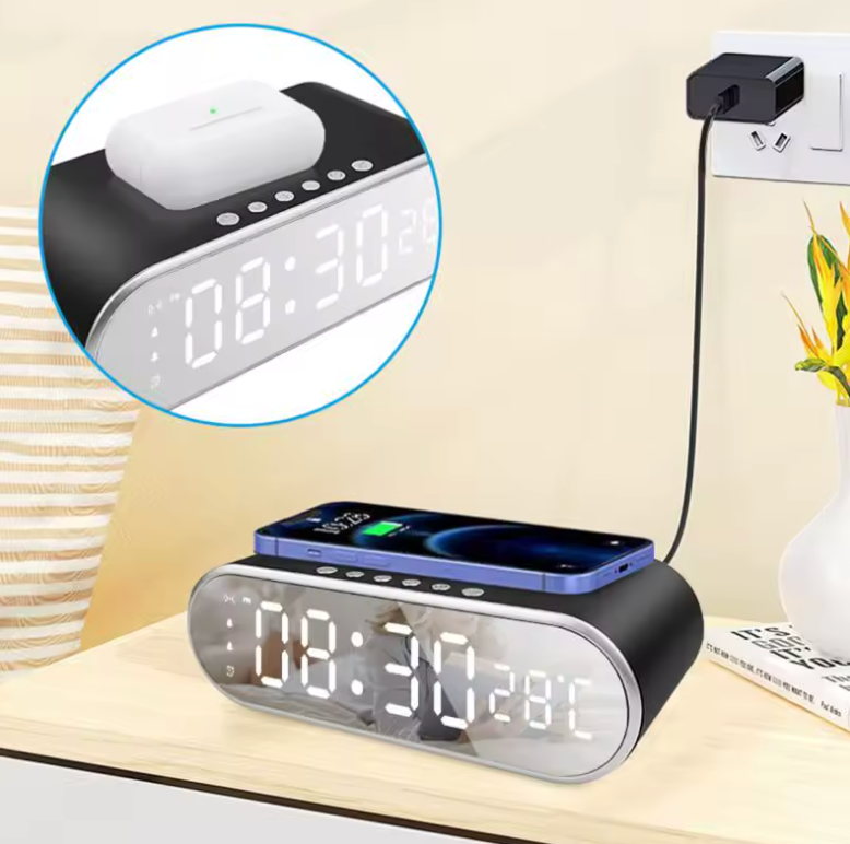 Draadloze Oplader met Wekker en LED Thermometer | VisionNight