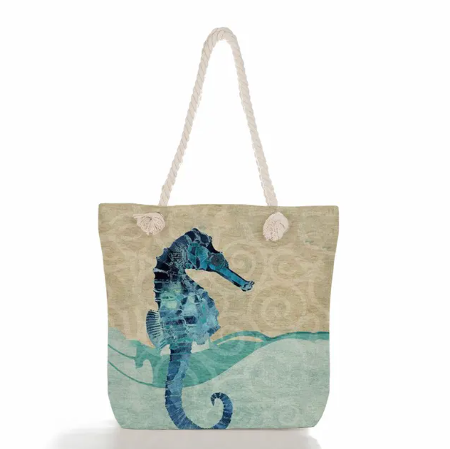 SeaLife - Linnen Strandtas voor dames, schoudertas met dik touw