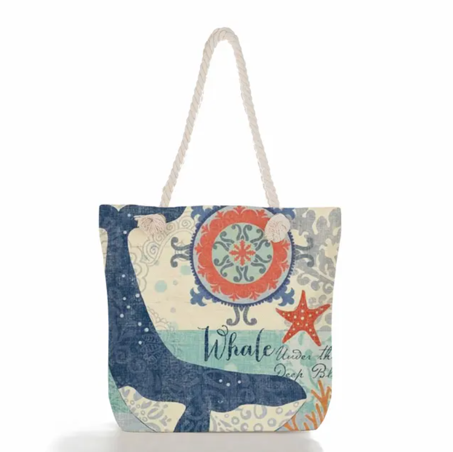 SeaLife - Linnen Strandtas voor dames, schoudertas met dik touw