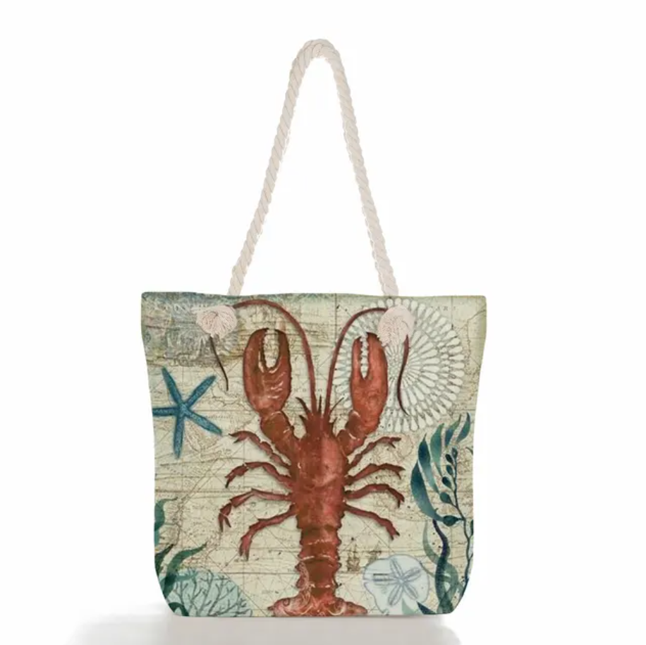 SeaLife - Linnen Strandtas voor dames, schoudertas met dik touw