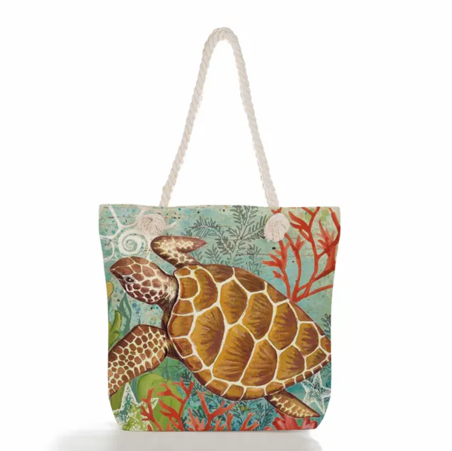 SeaLife - Linnen Strandtas voor dames, schoudertas met dik touw