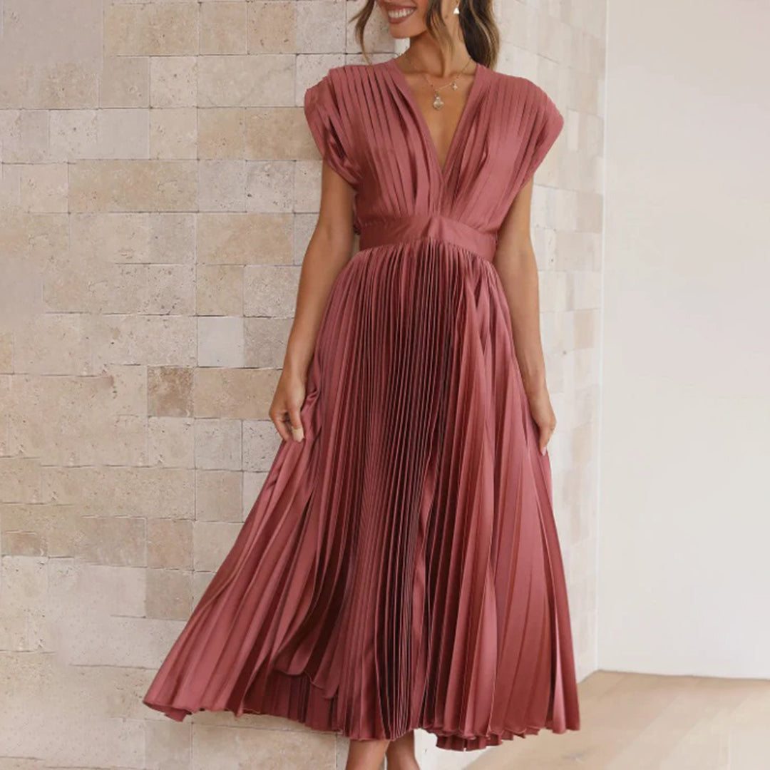 Elektrisch Geplooide Maxi Jurk voor Dames | Elegante & Veelzijdige Zomerjurk - Vilmina