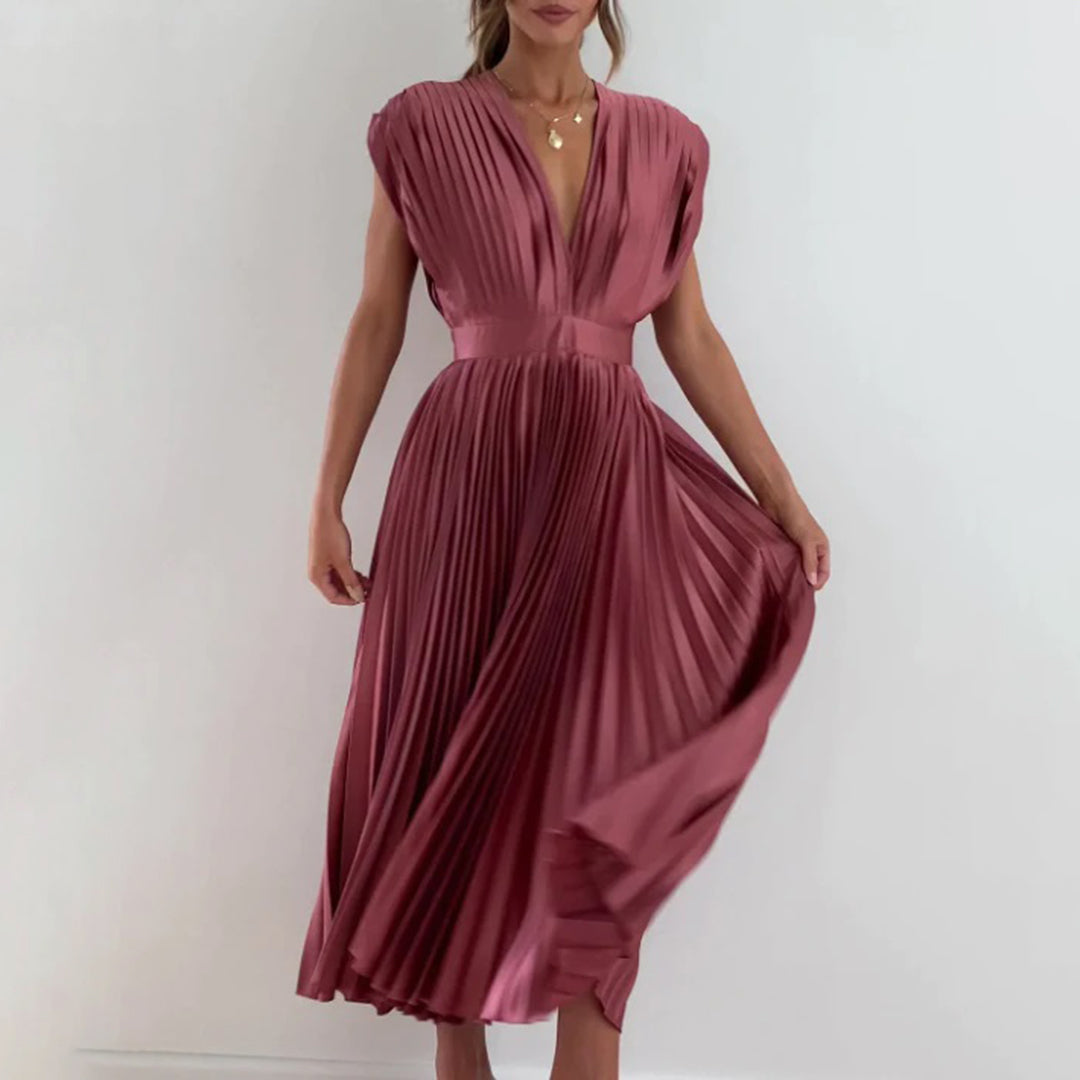 Elektrisch Geplooide Maxi Jurk voor Dames | Elegante & Veelzijdige Zomerjurk - Vilmina